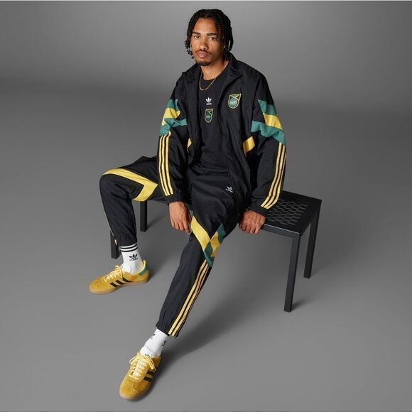 Adidas Originals Jamaica Track Pants Windbreaker M Black Gold Reggae Boyz IN5570 - Picture 16 of 16